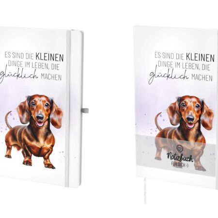 Notizbuch A5 Lucky Friends "Es sind die kleien Dinge im Leben, die glücklich machen" (Dackel)