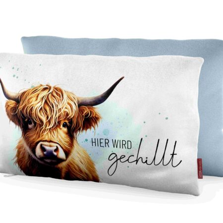 Kissen 25x40cm Lucky Friends "Hier wird gechillt" (Rind)