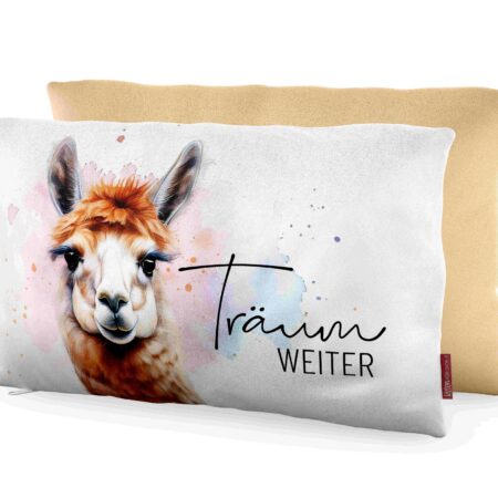 Kissen 25x40cm Lucky Friends "Träum weiter" (Lama2)