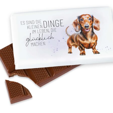Schokolade 40g Lucky Friends "Es sind die kleien Dinge im Leben, die glücklich machen" (Dackel)