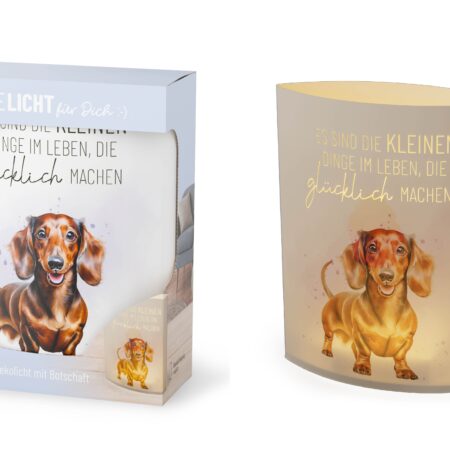 Poesielicht Lucky Friends "Es sind die kleien Dinge im Leben, die glücklich machen" (Dackel)