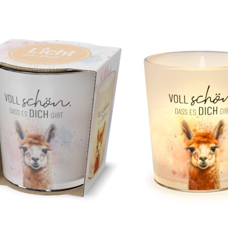 Licht mit Teelicht  Lucky Friends "Voll schön, dass es Dich gibt" (Lama2)