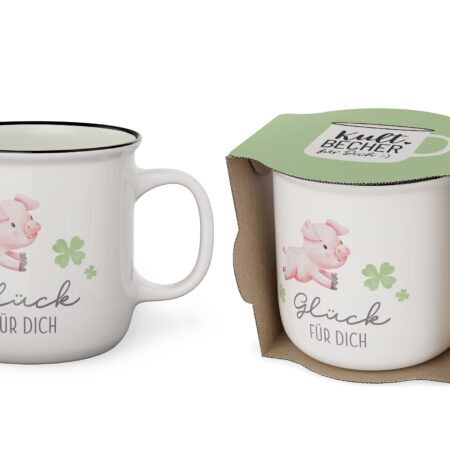 Kultbecher 250ml Liebe Wünsche "Glück für Dich" (Schwein)