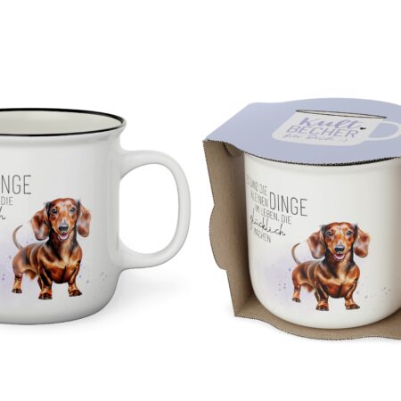 Kultbecher 250ml Lucky Friends "Es sind die kleinen Dinge im Leben, ..." (Dackel)