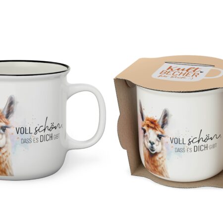 Kultbecher 250ml Lucky Friends "Voll schön, dass es Dich gibt" (Lama2)