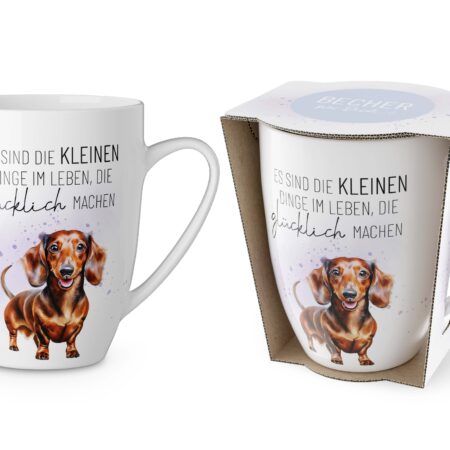 Becher 250ml Lucky Friends "Es sind die kleinen Dinge im Leben, ..." (Dackel)