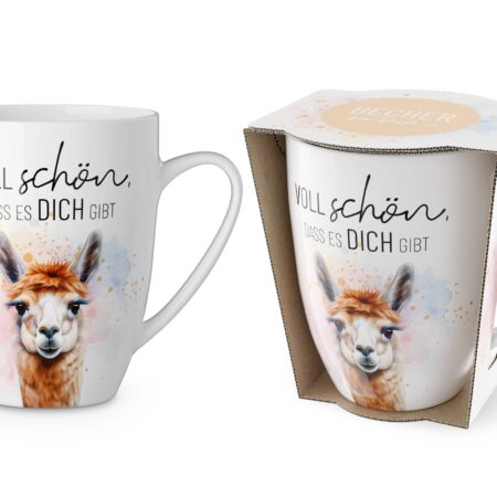 Becher 250ml Lucky Friends "Voll schön, dass es Dich gibt" (Lama2)