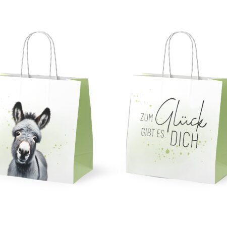 Mini-Geschenktüte Lucky Friends "Zum Glück gibt es Dich" (Esel)