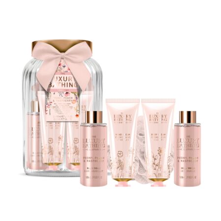 Geschenkset im Deko-Glas Velvet Peony, Peach & Raspberry
