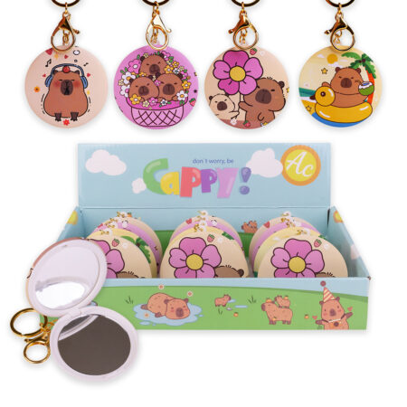 Taschenspiegel CAPYBARA und Schlüsselanhänger (ca. 7.4 x 0.8 cm)