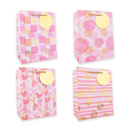 Geschenktasche PINK/GOLD gross (ca. 26 x 12 x 32 cm)