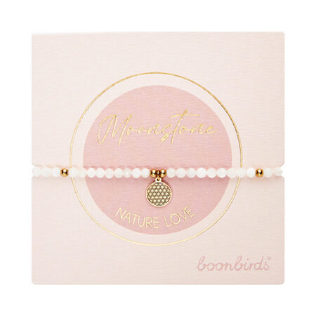Armband "nature love" - Mondstein - vergoldet - Blume des Lebens