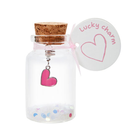 Glücksbringer im Glas "lucky charm" - Herz pink