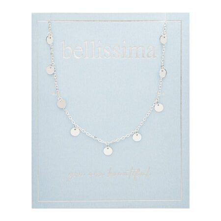 Halskette "bellissima" - versilbert - Plättchen hängend