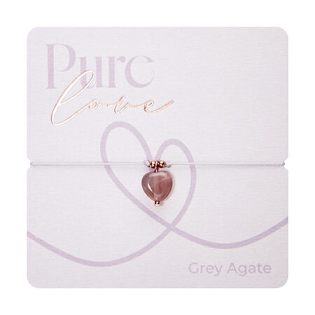 Armband "Pure love" - Grauer Achat - rosévergoldet