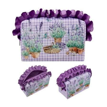Necessaire mit Rüschen (24 x 15 x 12.5cm) English Lavender