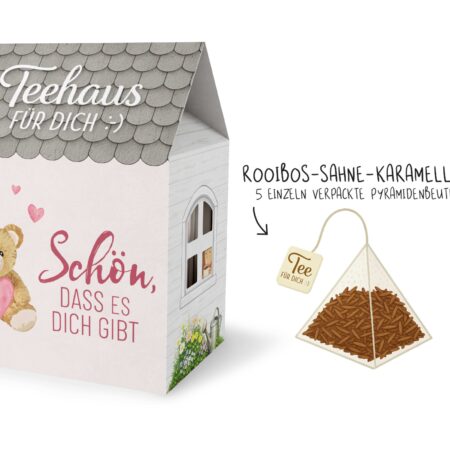 Teehaus Liebe Wünsche "Schön, dass es Dich gibt" TEDDYBÄR