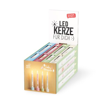 LED-Kerze Liebe Wünsche im Display MIX