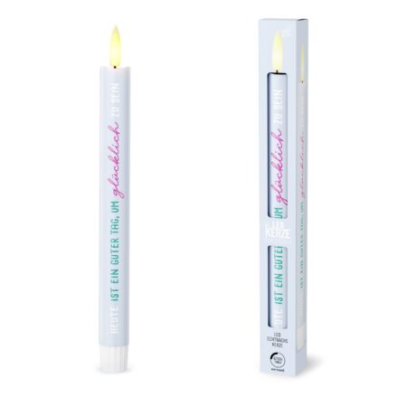 LED-Kerze Happy Greetings "Heute ist ein guter Tag, um glücklich zu sein"