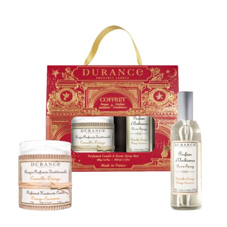 Geschenkset Duftkerze 180g + Raumspray 100ml Zimt Orange