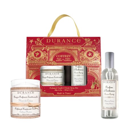 Geschenkset Duftkerze 180g + Raumspray 100ml Baumwollblüte