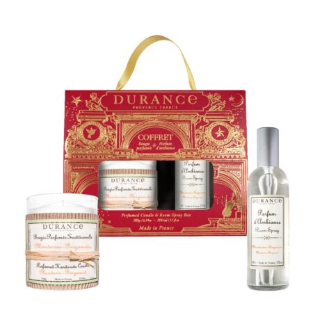 Geschenkset Duftkerze 180g + Raumspray 100ml Mandarine Bergamotte