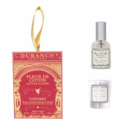 Geschenkset Duo cocooning mit Kopfkissenspray  50ml + Duftkerze 30g Baumwollblüte