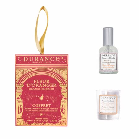 Geschenkset Duo cocooning mit Kopfkissenspray  50ml + Duftkerze 30g Orangenblüte