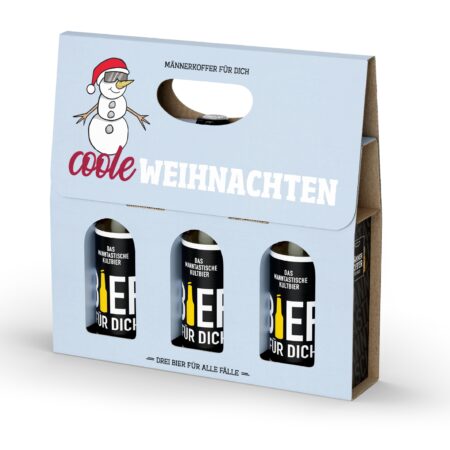 Männerkoffer Bier Manntastische Weihnachten "Coole Weihnachten" (Schneemann)