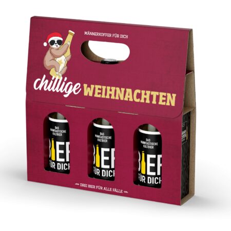 Männerkoffer Bier Manntastische Weihnachten "Chillige Weihnachten" (Faultier)