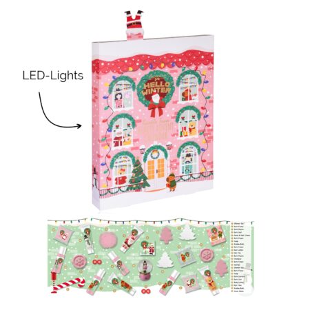 Adventskalender HELLO WINTER in aufklappbarer Box mit LEDs
