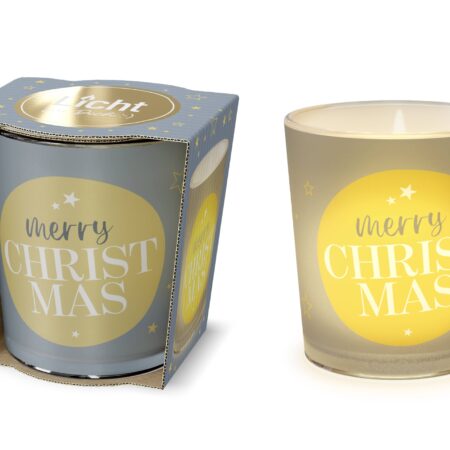 Licht mit Teelicht Schöne Weihnachten "Merry Christmas" (Kugel)