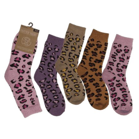 Damen-Stricksocken, Leopard, Gr. 35 - 38